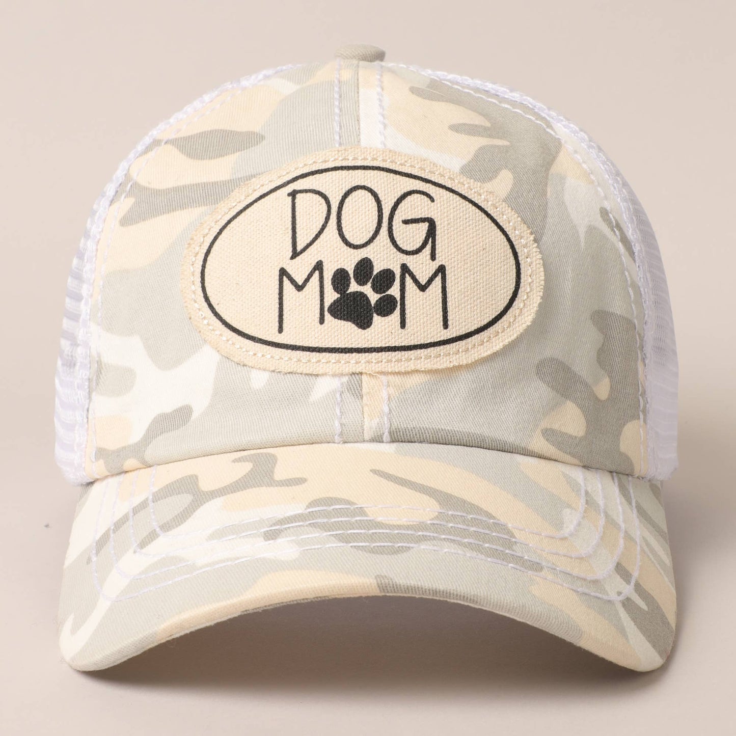 Dog Mom Canvas Patch Mesh Back Baseball Cap