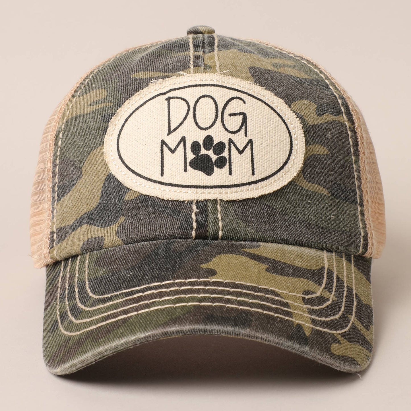 Dog Mom Canvas Patch Mesh Back Baseball Cap