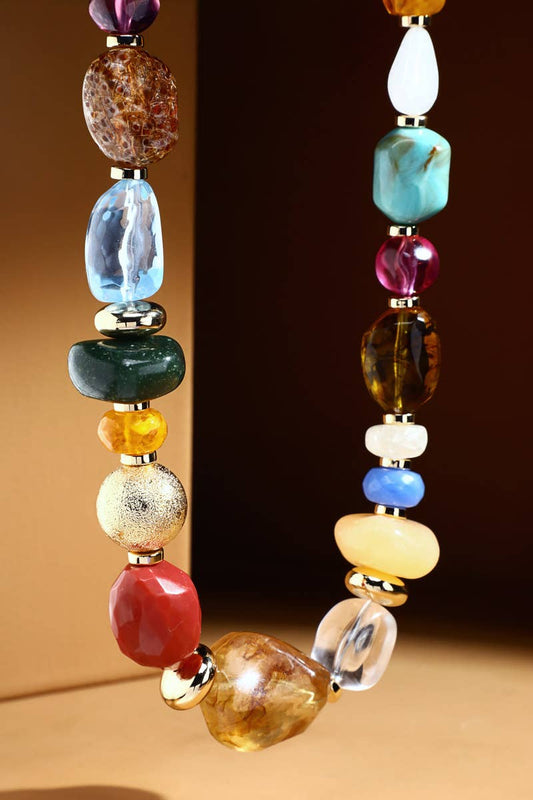 Colorful Mixed Natural Stone Necklace: Multi(Mu) / OS