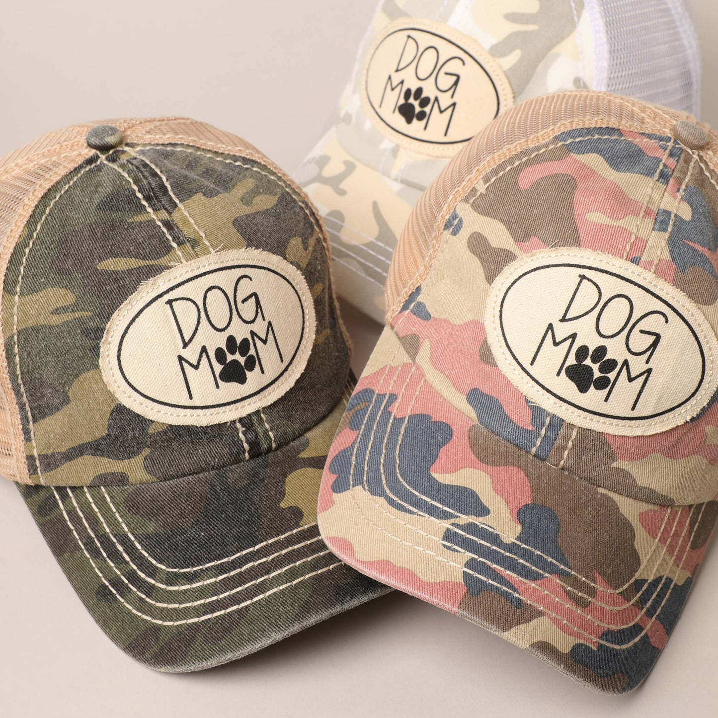 Dog Mom Canvas Patch Mesh Back Baseball Cap