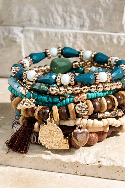 11-in-1 Multi Layered Mixed Beads Bracelet: Mountain Meadow(Gdbrw) / OS