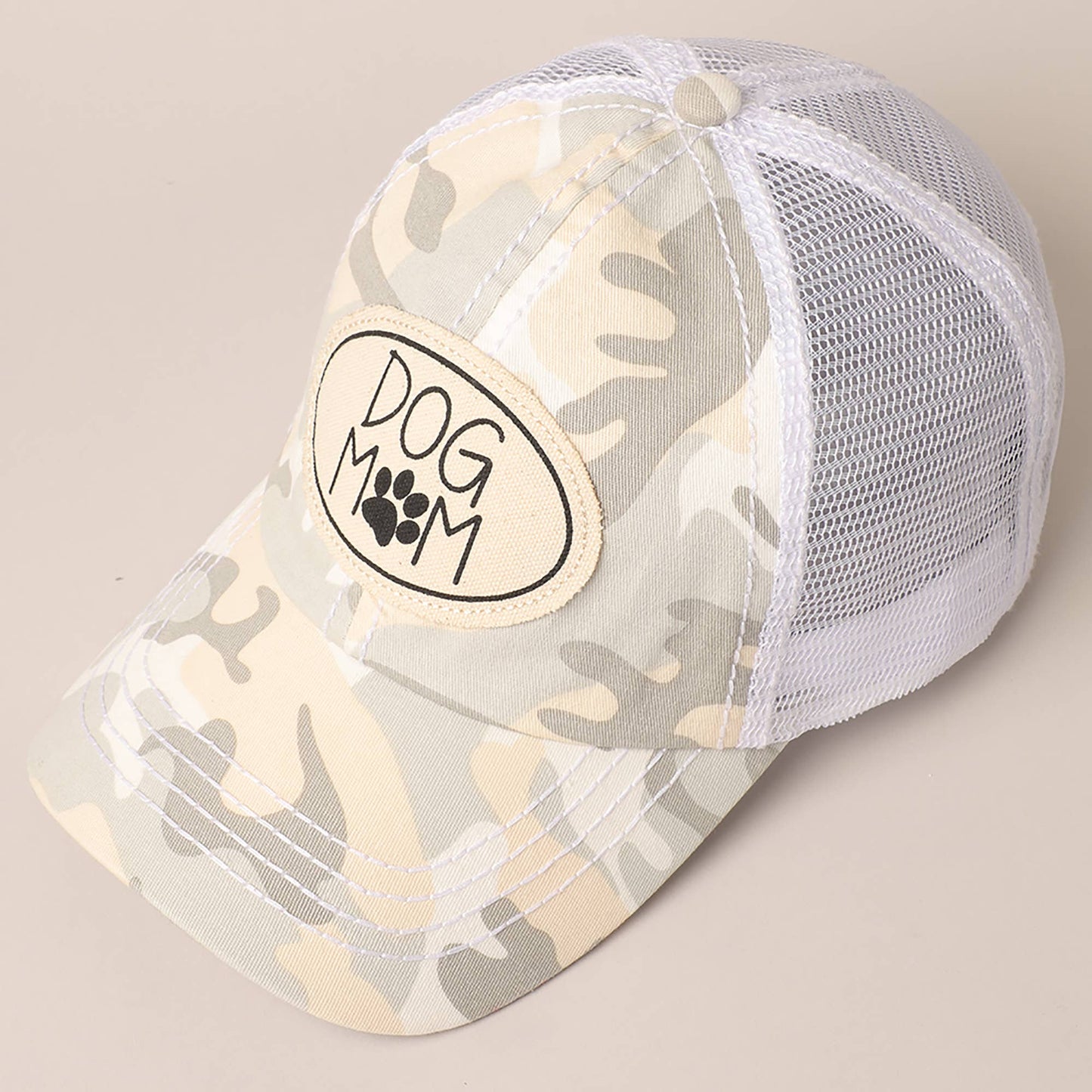 Dog Mom Canvas Patch Mesh Back Baseball Cap