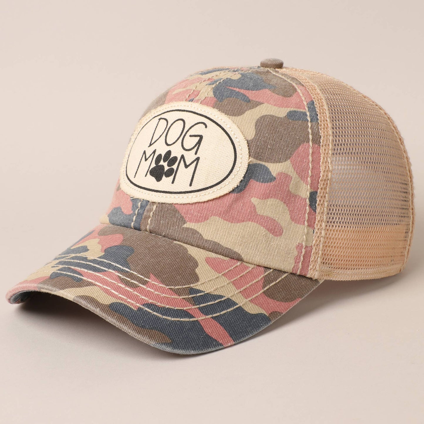 Dog Mom Canvas Patch Mesh Back Baseball Cap