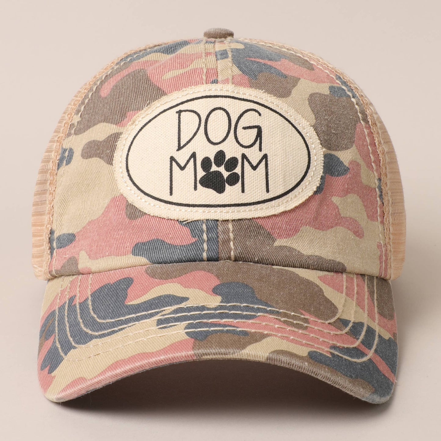 Dog Mom Canvas Patch Mesh Back Baseball Cap