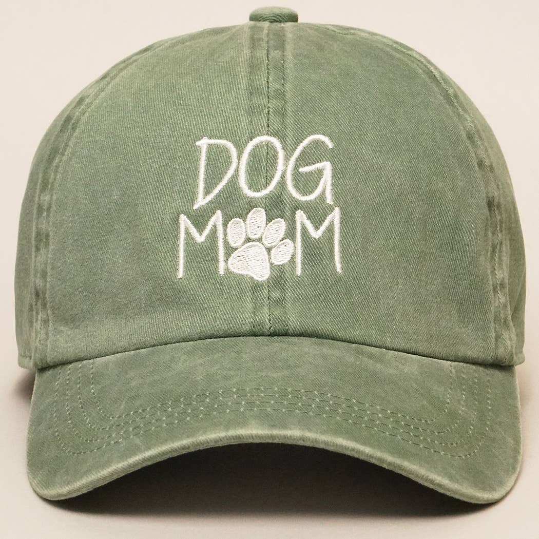 Embroidered Dog Mom Cotton Baseball Cap (GREEN ONLY)