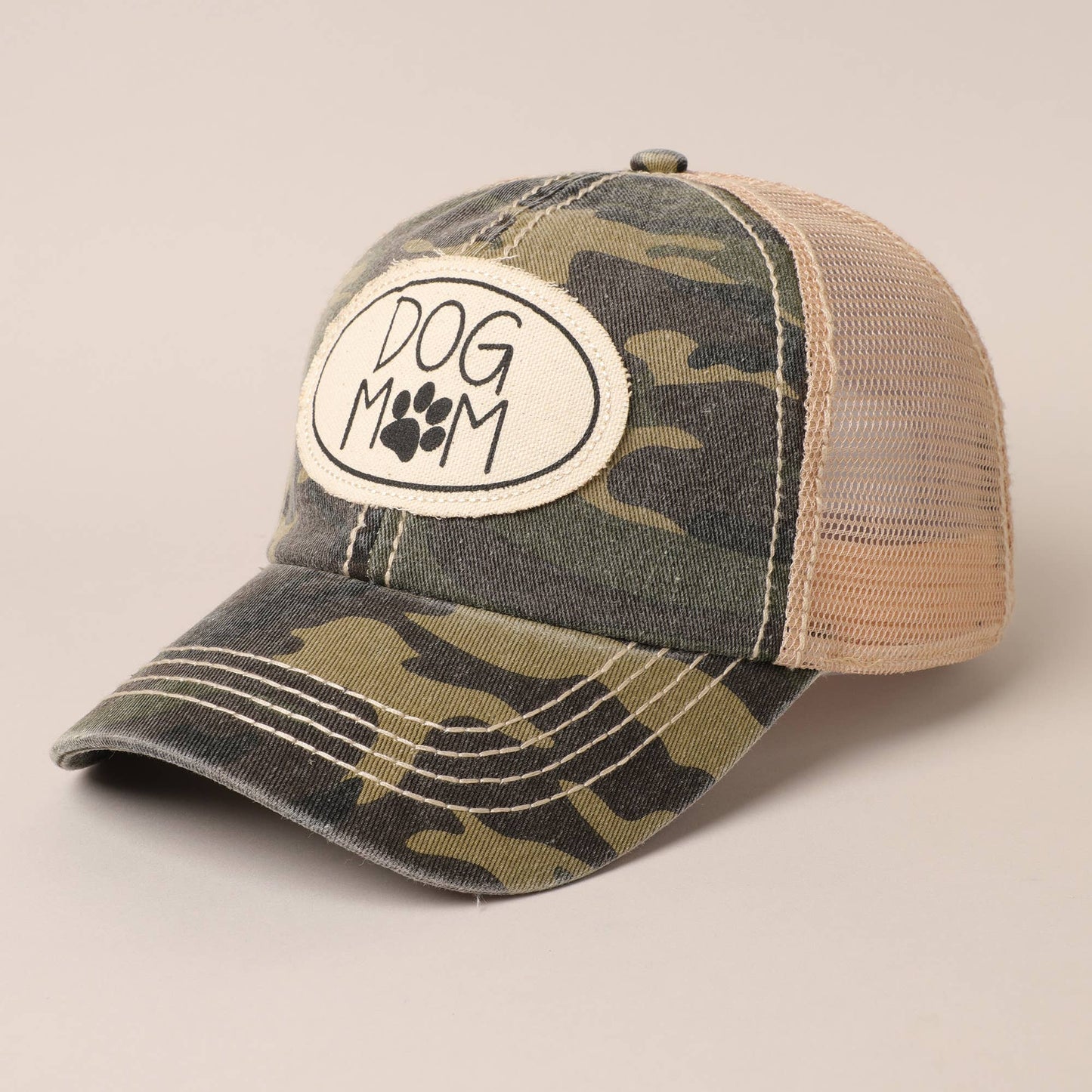 Dog Mom Canvas Patch Mesh Back Baseball Cap