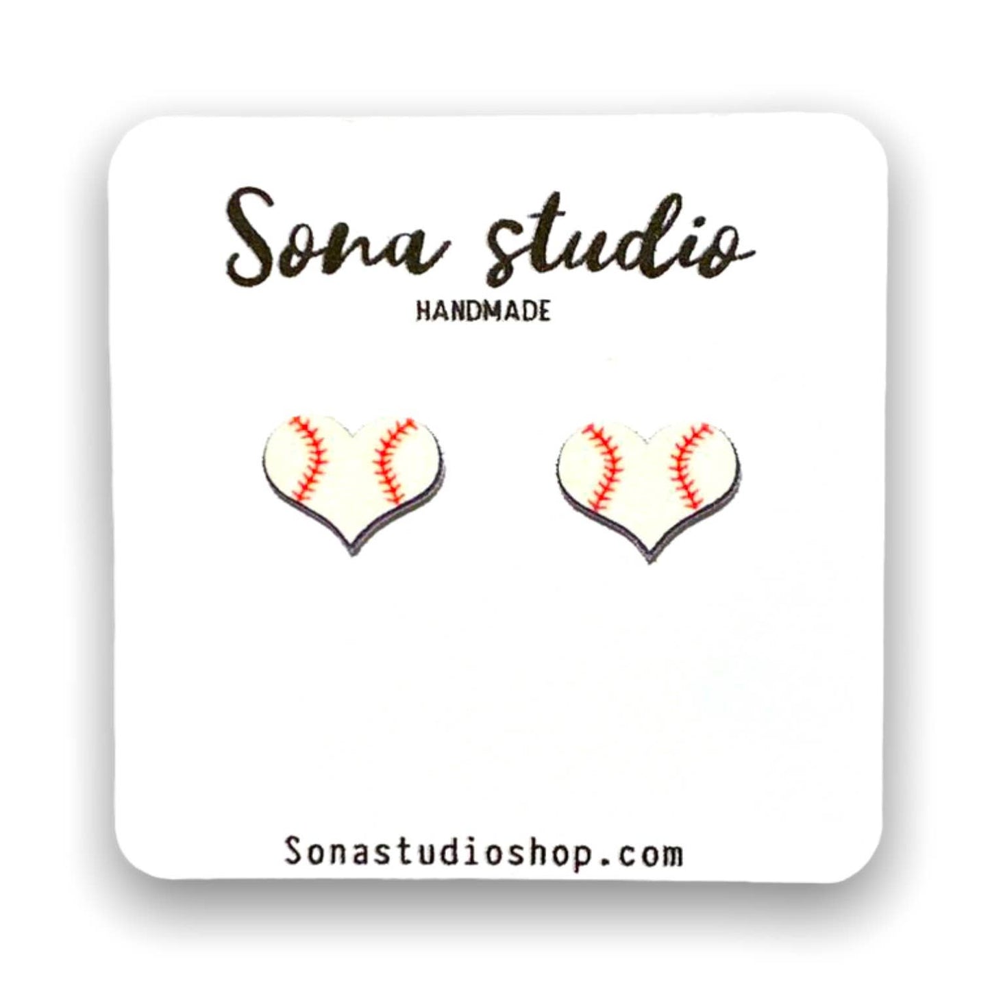 Baseball Heart Earrings