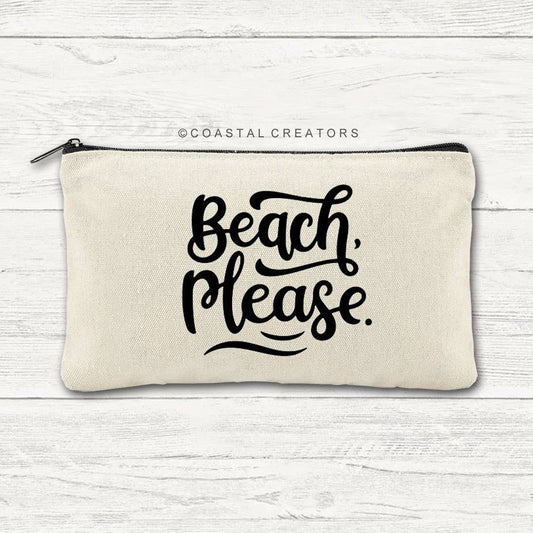 Beach Please Canvas Multi-Purpose Zipper Bag (Unlined)