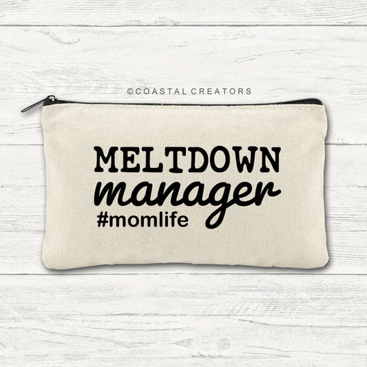 Meltdown Manager #momlife Canvas Makeup Zipper Bag (Unlined)