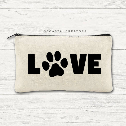 Love with Paw Canvas Multi-Use Zipper Bag (Unlined)