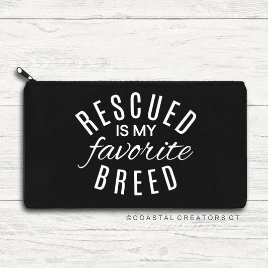 Rescued Favorite Breed Canvas Zipper Storage Bag (Unlined)